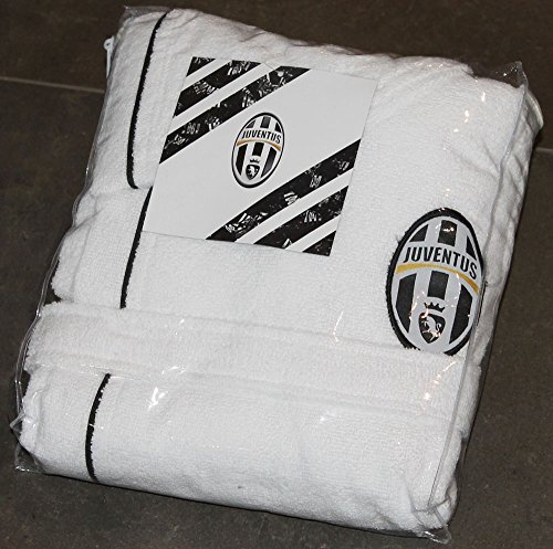 Juventus 9634 010 2130 Bademantel in Mikrofrottee Kind 6 Jahre, 100% Baumwolle, Weiß/Schwarz, 22 x 25 x 5 cm