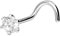 PIERCINGLINE 750er GOLD Nasenpiercing Spirale 18 KARAT 3,5 mm KRISTALL Piercing Nase Stecker Weißgold