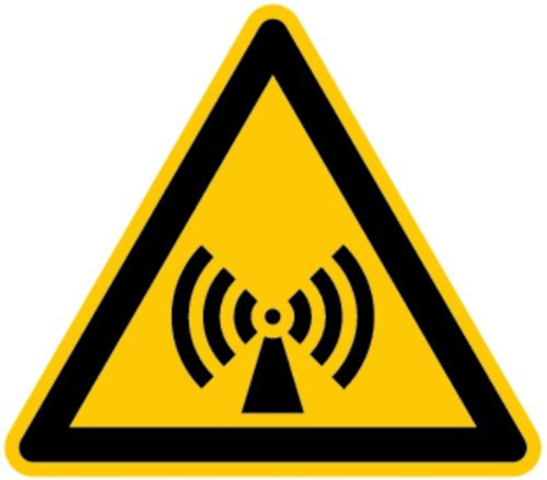 LEMAX® Aufkleber Warnschild, Warnung vor nicht ionisierender Strahlung W005 DIN EN ISO 7010 Folie selbstkl. gelb/schwarz, 100mm