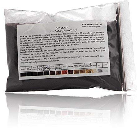 Haarverdichter 25g Nachfüllbeutel - Streuhaar gegen lichtes Haar und Glatzenbildung, Haarverdichtung mit Schütthaar, Farbton:Schwarz (Black)