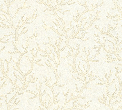 A.S. Création VERSACE WALLPAPER Vliestapete Les Etoiles de la Mer Luxustapete mit Korallen und Muscheln 10,05 m x 0,70 m beige creme metallic Made in Germany 344971 34497-1