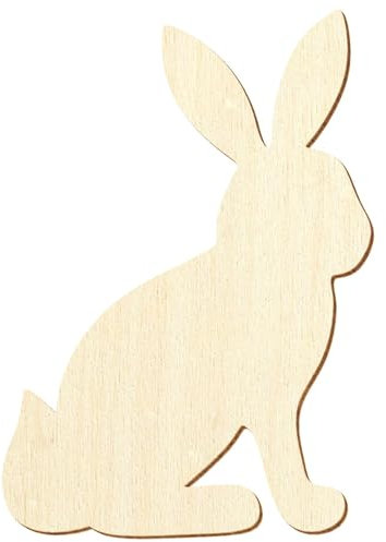 Holz Häschen Hase sitzend V1-3-50cm Streudeko Basteln Deko Wanddeko, Größe:5cm, Pack mit:10 Stück