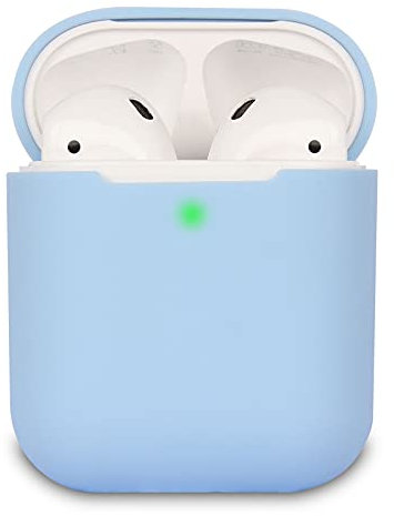 KOKOKA Case Cover Compatible with AirPods 2, Silicone Shockproof Case Cover for Airpods 2 [Front LED Visible][Support Wireless Charging] Sky Blue