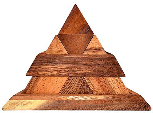 Pyramide 14 pcs Brown 3D Holzpyramiden Puzzle in Natur braun, Knobelholz IQ Puzzle 14 Teile ergeben einen Pyramide Kinderpuzzle, Blockbuilder, IQ Test, Knobelspiel, Wooden Brain Teaser