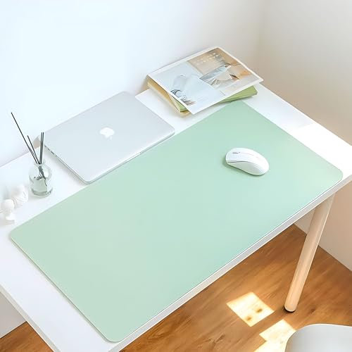 Ultragroße Schreibtischunterlage, multifunktional, für Büro, Laptop, PU-Leder, wasserdicht, kratzfest, Schreibtischunterlage – 100 x 60 cm, Hellgrün