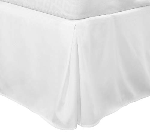 PiccoCasa Cache-sommier plissé pour grand lit, cadre de lit et housse de sommier tapissier – Cache-sommier sur mesure de 40,6 cm, infroissable, résistant à la décoloration, facile à caler, blanc