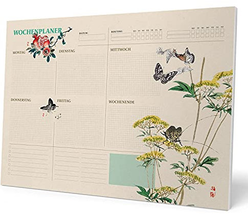 Grupo Erik Wochenplaner Tischkalender Block A3 -Kalender Planer Japan auf Deutsch - Tischplaner A3 - Tischkalender ohne Datum - Schreibtischunterlage Papier