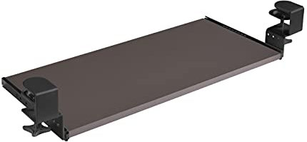 FIX&EASY Tastaturauszug klemmbar mit Tastaturablage 600X300mm anthrazit Dekor, Tischklemmen höhenverstellbar schwarz, Schienen schwarz 300mm, Auszug für Tastatur Maus Keyboard und Laptop Ablage