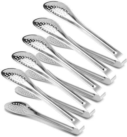 5 Pezzi Pinza per Alimenti Pinze da Cucina Silver Pinza per Servire Cibo Multifunzione in Acciaio Inox Pinze Barbecue Pinza per Alimenti Morsetto per Pane Bistecca Insalata BBQ Buffet(Piccolo)