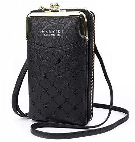HUASUN Kleine Handy Umhängetasche Damen Geldbörse Handytasche zum Umhängen Damen Brieftasche Schultertasche Handy Portemonnaie Crossbody Bag Damen mit Kartenfächer Verstellbar Abnehmbar Schultergurt