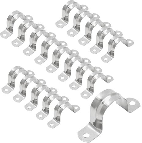 Bonsicoky 30 Stück M40 starres Rohrband, 3,8 cm Edelstahl, 2 Löcher, Kabel-U-Halterung, Rohrschelle zur Befestigung von Rohren oder Kabeln, 1,8 cm Breite