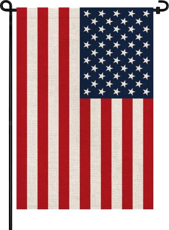 Mflagperft Banderas de jardín americanas de 12 x 18 pulgadas, de doble cara, colores vivos y a prueba de decoloración, pequeñas banderas de patio de Estados Unidos para decoración de interiores y