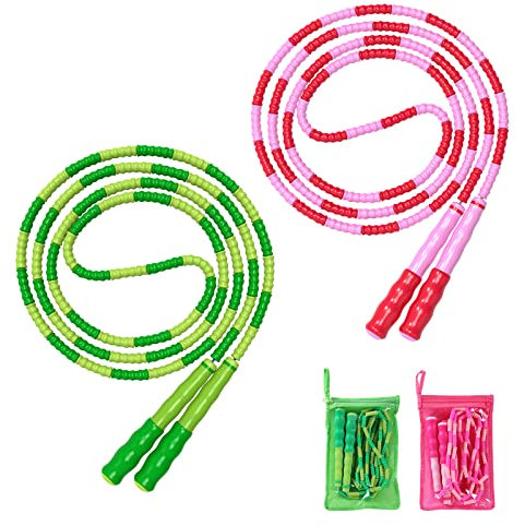 Leeboom Springseil, verstellbare Länge, verwicklungsfrei, segmentiert, weiche Perlen, Fitness-Springseil für Kinder, Männer und Frauen, Gewichtsverlust, 2,5 m