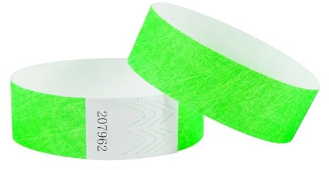 L LIKED 100 Stück nummerierte Armbänder für Veranstaltungen, wasserdichtes Papier, Neon-Armbänder, Party-Bänder, Eingangsbänder für Veranstaltungen, Musik, Festival, Konzert, Wettbewerb