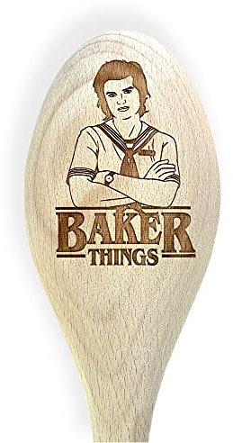 Baker Things Steve Stranger Inspired Novelty Engraved Wooden Spoon Baking Gift | Baking Stuff | Novelty Gift | UK Merch | Unofficial Merchandise (Steve)