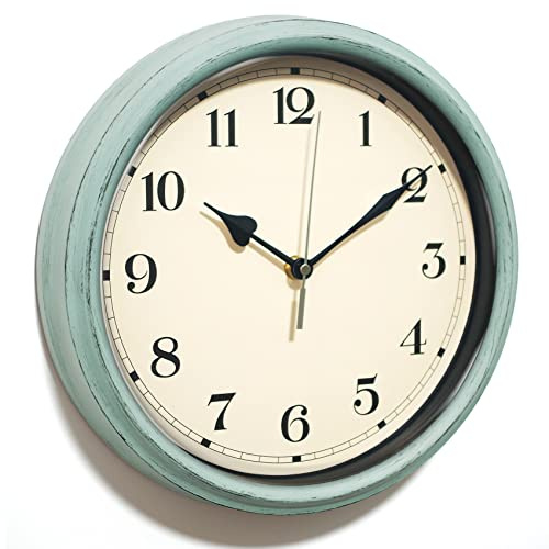 AYRELY® 28cm Vintage Wanduhr analog – Retro Wanduhr lautlos, Batteriebetrieben, dekorative Uhr für Wohnzimmer, Küche, Schlafzimmer, Bad oder Landhaus-Deko(Blau)