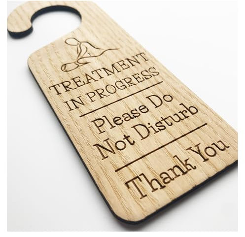 Treatment In Progress Do Not Disturb Wooden Hanging Door Knob Sign Office Home With Icon Salon Massage Sign