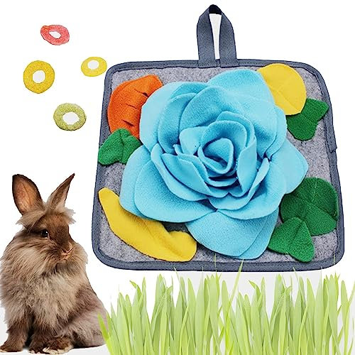 Abizoo Schnüffelteppich kaninchen Riechen Trainieren Schnüffelmatte meerschweinchen Intelligenz Spielzeug für Kaninchen Futtersuche hasenspielzeuge für hasen zwergkaninchen Schnüffelspielzeug Waschbar