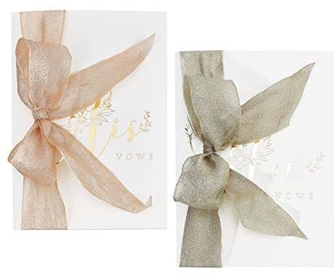 GORGECRAFT 2Pcs Gelübdebücher Für Hochzeit Braut Und Bräutigam Brautparty Geschenke Faltbar Papier Karten Zur Erneuerung des Gelübdes Für Sie Und Ihn Eheversprechen Rustikale Hochzeitsdekorationen