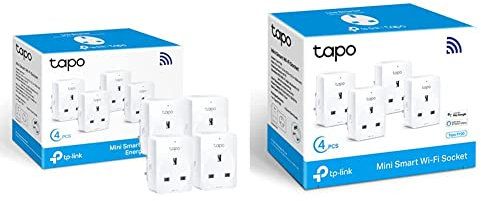 TP-Link Tapo Smart Plug with Energy Monitoring (4-Pack), White & Tapo Smart Plug Wi-Fi Outlet, Works with Amazon Alexa (Echo and Echo Dot), Google Home, Wireless Smart Socket - Tapo P100 4-Pack