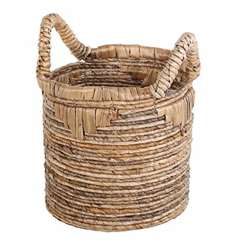 Flechtkorb ALYA S Natur Ø 27 cm rund aus Bananenblatt geflochten | Allzweckkorb Boho Chic Wäschekorb Obstkorb Gemüsekorb Natur-Korb mit Henkel | HAR0025