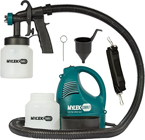 MYLEK Electric Paint Sprayer Gun Kit - 2 Paint Cups, Shoulder Strap, 1.5m Spray Hose, Professional Coverage, 650W, Sheds, Fences, Walls, Ceilings, Furniture, Indoor and Outdoor