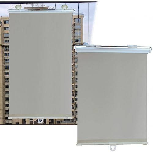 Xrdbfd Suction Cup Blackout Roller Blinds for Windows, Retractable Sun Shade, Blackout Curtains 60x125/75x125cm, Temporary Privacy Blinds, No Drilling,Grey-58x125cm(22.8 * 49.2in)