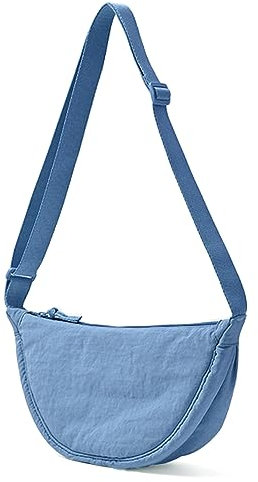 ANYWN Crossbody Bag Damen Halbmond Schultertasche, Hobo Casual Crossbody Bag, Einfarbige Tragbare Halbmond-Tasche Umhängetasche mit verstellbarer Schultergurt DunkelBlau