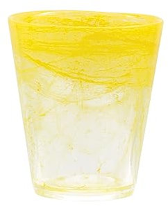 Unica Bicchieri Acqua in vetro Lavorato a mano, colorato con effetto a vortice - Confezione da 6 Bicchieri - cl 28 (GIALLO)