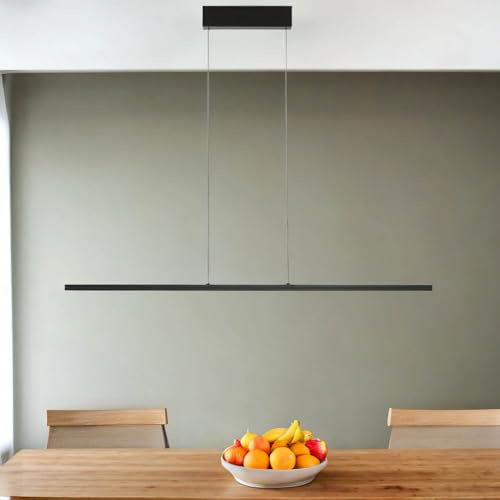 Licht-Erlebnisse LED Pendelleuchte Metall B: 120 cm H: max. 160 cm verstellbar 4000 K 1300 lm Modern Schwarz Hängelampe Esstisch Esszimmer Wohnzimmer
