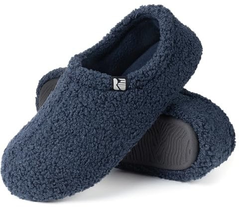 RockDove Damen Teddy-Fleece-Hausschuhe mit geschlossener Ferse für den Innenbereich, 39.5 EU, Marineblau