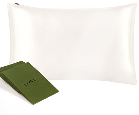 LILYSILK Seidenkissenbezug 22 Momme 100% Maulbeerseide 6A Grade Knapper Stil Umschlagverschluss Beidseitiger Reiner Seidenkissenbezug 600 Fadenzahl Geschenke für die Familie, Natürliches Weiß 40x80cm