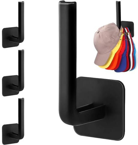 4 Stück Basecap Halterung Selbstklebende hut-halter Hutablage für Baseballkappen Wand Löcher Müssen Nicht Gestanzt Werden Basecap Halter für Baseball Kappe Schals Taschen (Weiß,Schwarz,grau)