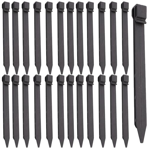 Accjzzlyn 25Pcs Plastic Ground Pegs, 9.6 Inch Landscape Edging Stakes Tent Pegs Heavy Duty Ground Anchor for Outdoor Garden Borders Terrace Board(Black)