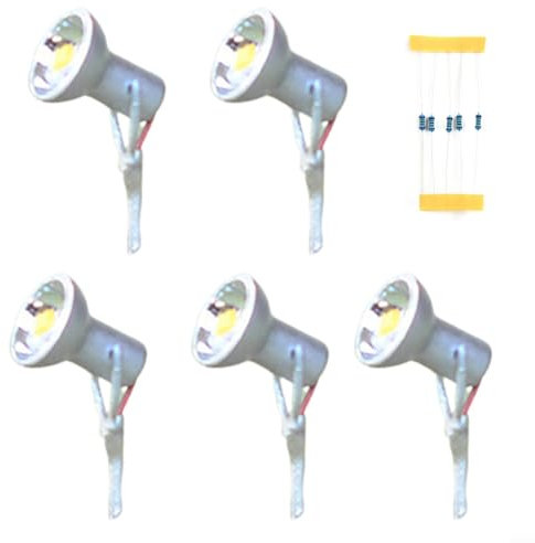HEIBTENY 5 Stück LED Strahler Im HO-Maßstab Lichter Modell Rampenlicht Projektor, Straßenlaternenmast Leuchten Lampen & Beleuchtung Zubehör Für Miniaturszenen Layout (Silvery)