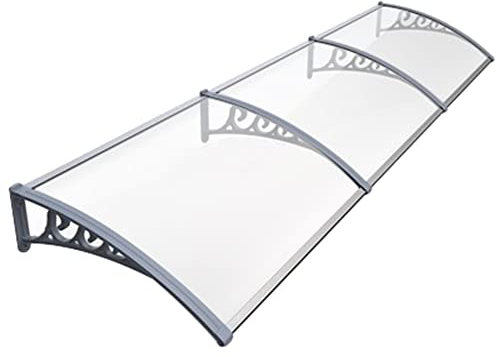 Front Door Canopy Large Porch Awning Curved Door Window Rain Shelter Transparent Polycarbonate PP Bracket For Outdoor Rain Protection Sun Protection (Color : Clear, Size : 240x60cm)