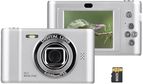 Andoer Compact Digital Camera with 32GB SD Card, 1080P 50MP Digital Camera, 2.4 Inch Screen 8X Digital Zoom Photo Camera, Digital Photo Camera for Kids, Adults, Teens