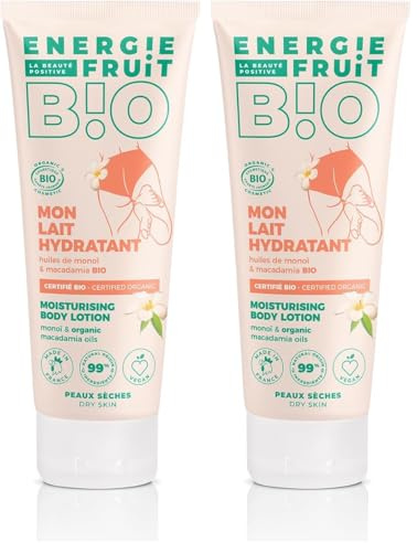 ENERGIE FRUIT | Lait Corps Hydratant | Certifié BIO par Ecocert | Monoï & Huile de Macadamia | Vegan | 200ml (Lot de 2)