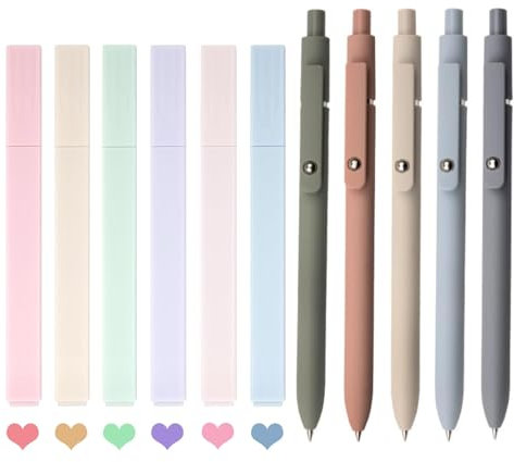 lafomukea Textmarker Pastell Set 11 Stück, Highlighter Pen Marker Pastell Assorted Farben, Aesthetic Stifte 0,5mm Feine Spitze Schwarz, No Bleed Dry Fast, Bunte Textmarker für Schule und Bürobedarf