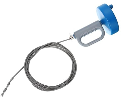 sourcing map Coclea a serpente idraulico da 13,1 m, trivella di scarico con adattatore per trapano, strumento per la pulizia dello scarico dello scarico della vasca da cucina e doccia, blu