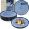 Sänger Aruba | Teller Set 6 Personen, Steingut Geschirr Set 6 teilig, Speiseteller Essteller Dinner Set kratzfest, Set spülmaschinenfest, Speise Teller blau mit schwarzem Rand | VALUE COLLECTION