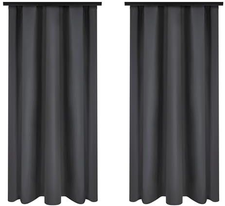 Voppi Vorhänge Grau auf Kräuselband 140x250cm Glatte Vorhänge halbverdunkelnd elegante klassische Dekoration für Wohnzimmer Schlafzimmer Esszimmer 2er Set