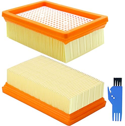 EATBALE 2 Pack Filter Replacement Parts for Karcher WD4, WD5, WD6, MV4, MV5, MV6 Wet & Dry Vacuum Cleaner Filter Accessories, Flat Pleated Filter with Cleaning Brush
