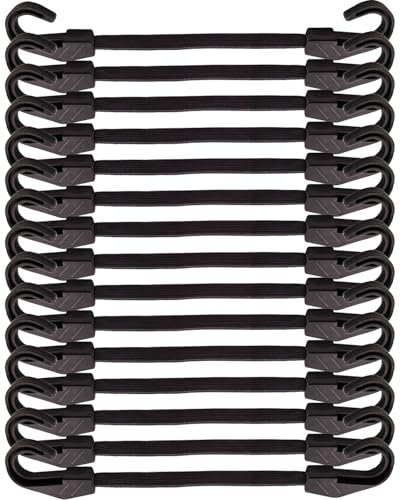 BINCKIN Expander mit Haken 30 cm, 15 Stück Spanngummi mit Haken, Gummispanner mit Haken, Planenspanner mit Haken Kurz, Spannseil für Poolabdeckung, Planen, Netze, Banner, Camping, Schwarz