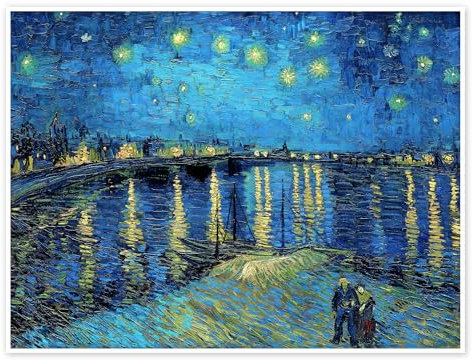 Sternennacht über der Rhône Poster von Vincent van Gogh 70 x 50 cm Blau Wandbilder Wanddeko
