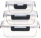 Liliume Meal Prep Lot de 3 boîtes en verre à 1 compartiment (370 ml, 640 ml, 1040 ml) avec couvercle pour micro-ondes, boîtes à lunch hermétiques, pour micro-ondes et four