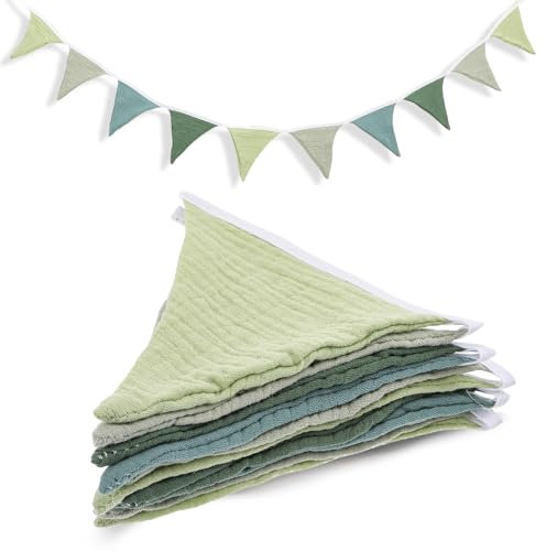 cobee Wimpelkette Kinderzimmer, Lang 286cm Babyzimmer Deko Wimpelkette Stoff Musselin Baumwolle Stoff Wimpelkette Wimpelgirlande Girlande Geburtstag Bunt Banner Party Wanddeko Geschenk (Stil 3)