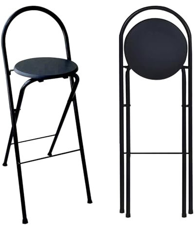 Sgabelli Cucina Pieghevoli Alto Portatile 60cm 65cm 70cm 75cm Sgabello da Bar Nessun Montaggio Richiesto Salvaspazio Sgabello da Colazione Pranzo Sgabello Pieghevole Campeggio con Poggiapiedi(Black,60