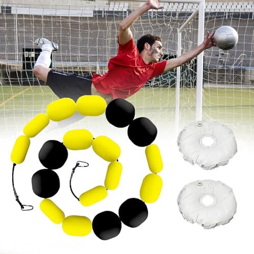 hKjPlvf 2.75m Goalkeeper Deflection Equipment with 2 Water Bag, Single Line Deflector, Goalkeeper Training Equipment, for Reflex & Agility Training, Applicable Goal Futsal/Sevens Football Goal