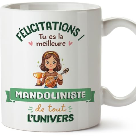 Mugffins Tasses pour MANDOLINISTE - En Français - Cadeau original femme - Meilleur Univers Trophée - 11 oz / 330 ml